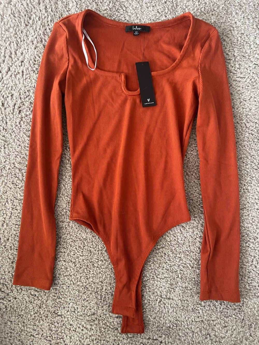 Rust Orange Ribbed long sleeve shirt